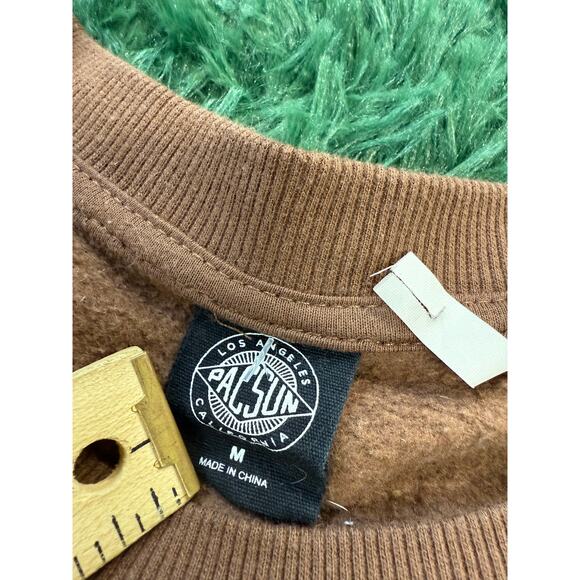 90s PacSun Pacific Sunwear Brown CrewNeck Sweatshirt Size M UNISEX Y2K - Picture 7 of 7